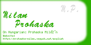 milan prohaska business card